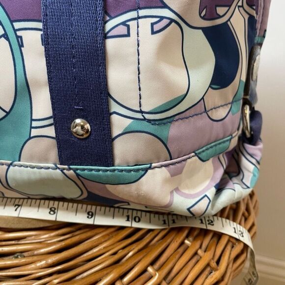 Coach Kyra Scarf Print C Signature Tote Bag Purple Blue Vintage Geometric Medium - Picture 5 of 10